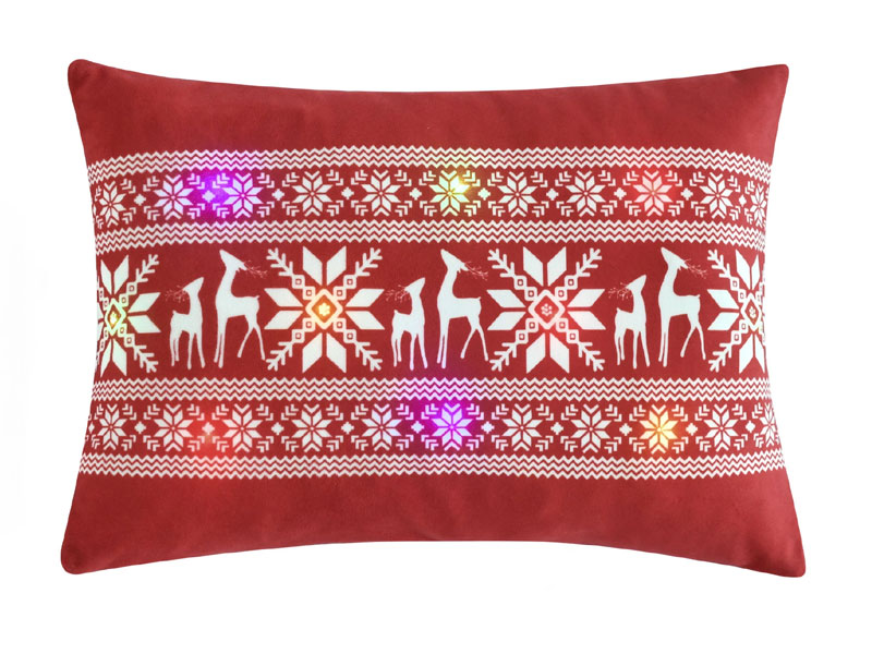 Snowflake And Reindeer LED Light Decorative Pillow