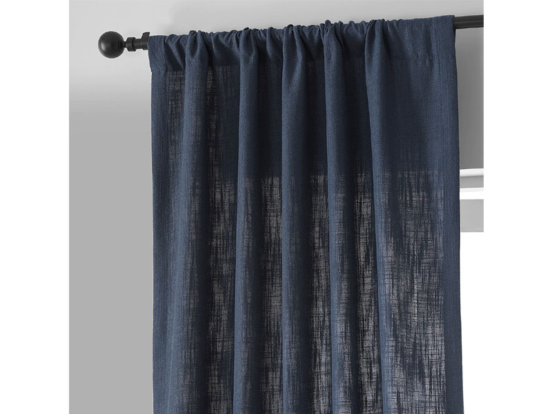 Ballpoint Blue Belgian Heavy Faux Linen Curtain