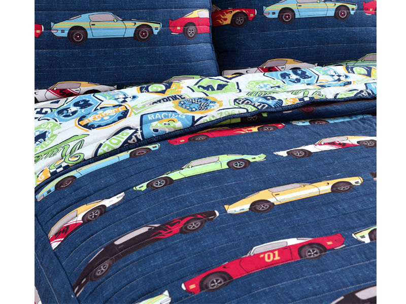 Race Cars Reversible Bedspread Set 