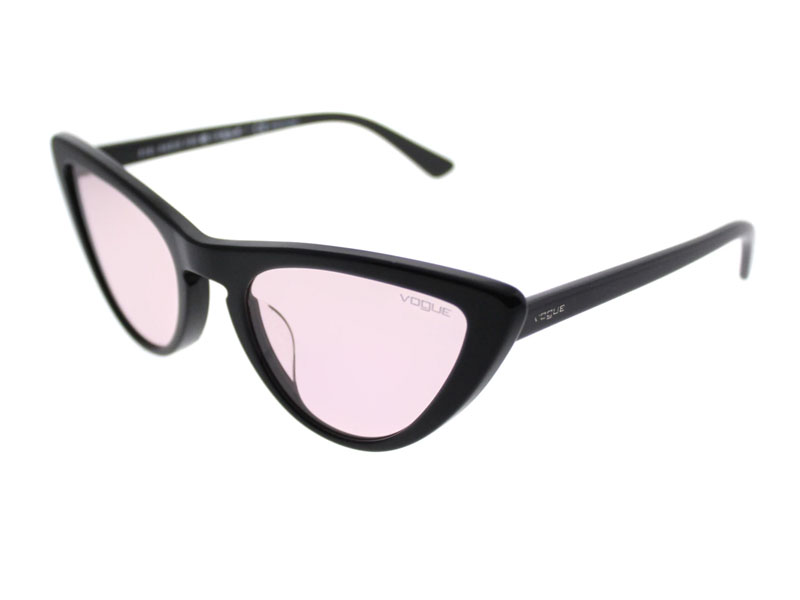 Women's Vogue VO Cat-Eye Plastic Black Sunglasses With Pink Lens