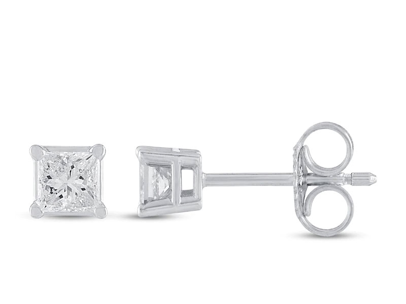 Jared Women's Diamond Solitaire Earrings 1/10 ct tw Princess 14K White Gold