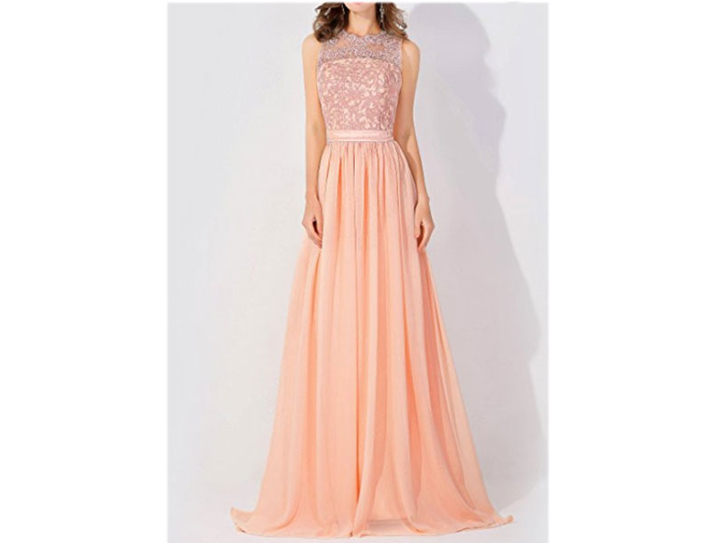 Women's A-line Chiffon Tulle Lace Ruffles Bridesmaid Dress On Sale
