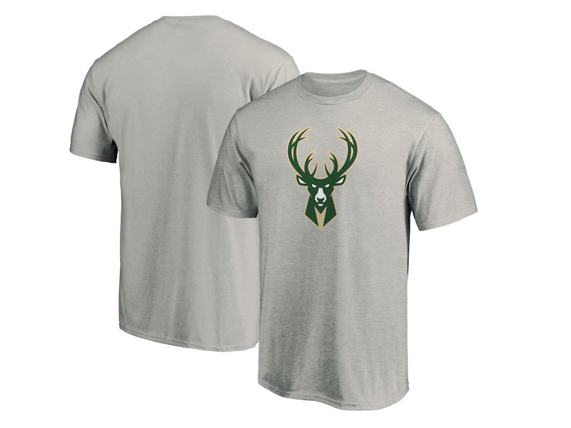 Men's Milwaukee Bucks Fanatics Branded Heathered Gray Primary Team Logo T-Shirt