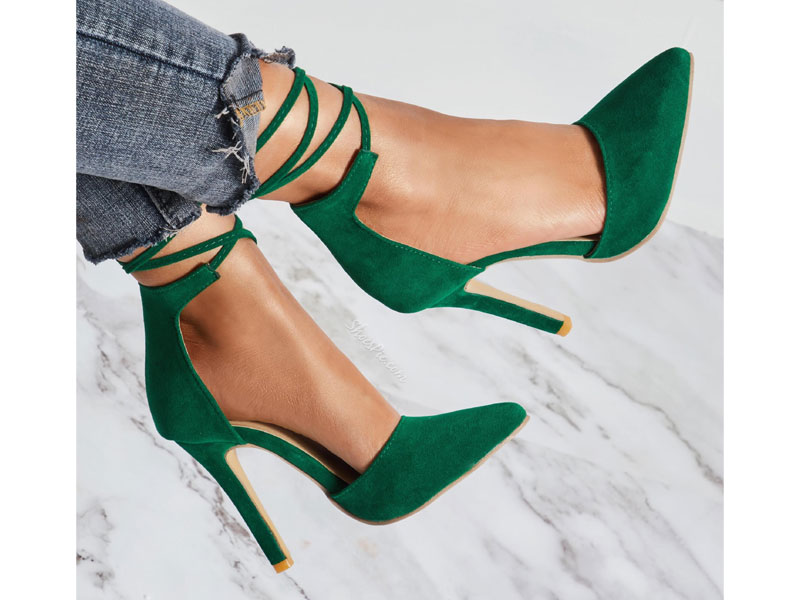 Women's Shoespie Strappy Lace Up Pointed Toe Stiletto Heels
