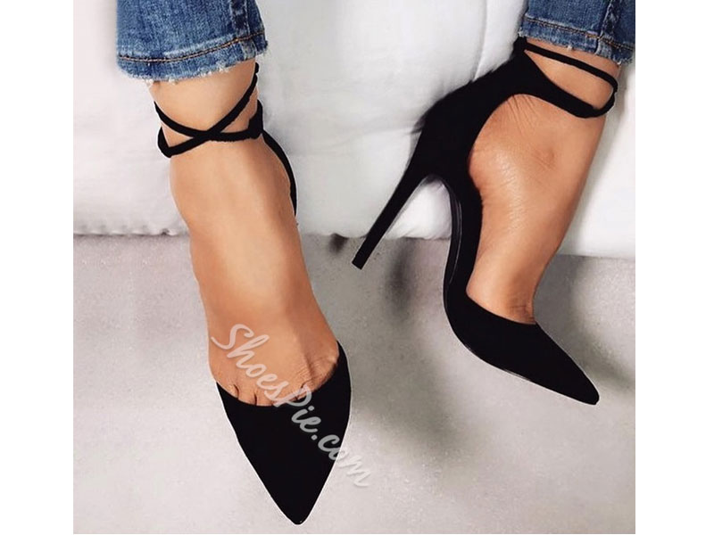 Women's Shoespie Strappy Lace Up Pointed Toe Stiletto Heels