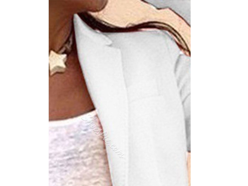 Plain One Button Notched Lapel Mid-Length Women's Casual Blazer