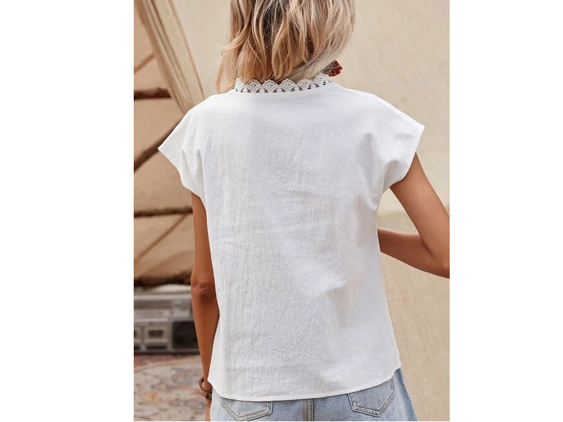 Women's Cotton-Blend Short Sleeve Casual Shirts & Tops