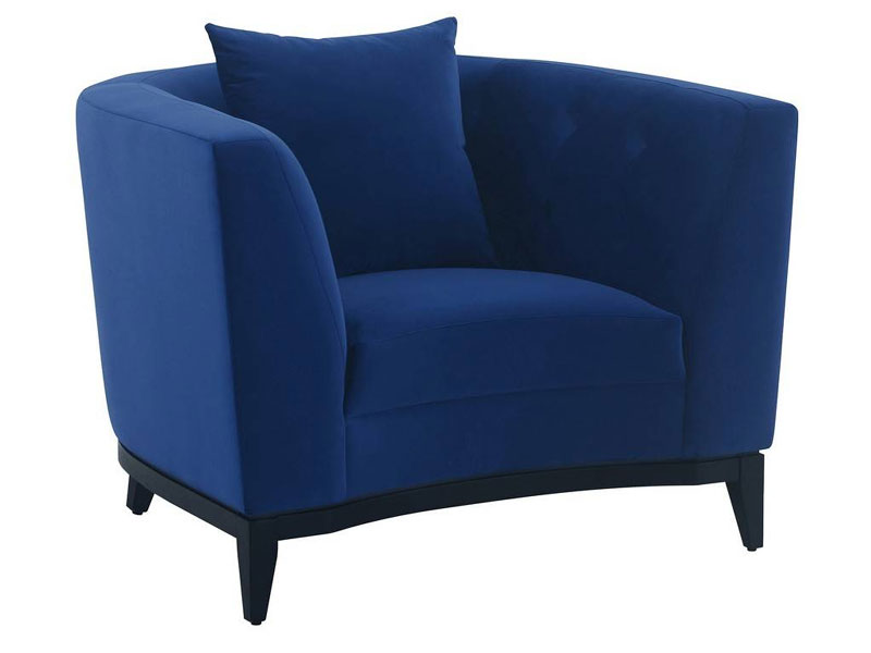 Armen Living Melange Blue Velvet Upholstered Accent Chair