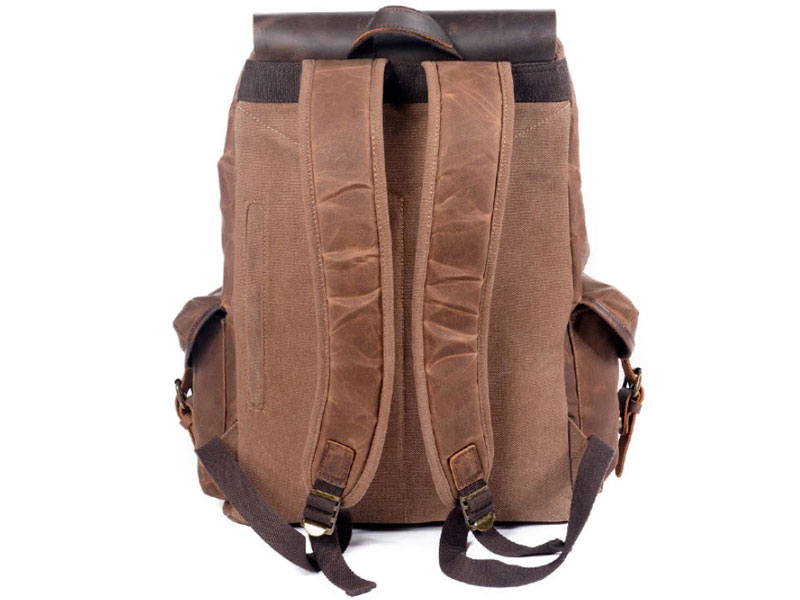 Monteverde Rugged Waxed Canvas & Leather Backpack Tan or Grey