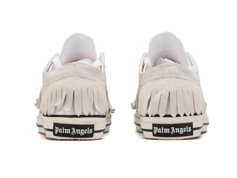Palm Angels Fringe Basket Low Vulcanized Sneakers White For Women