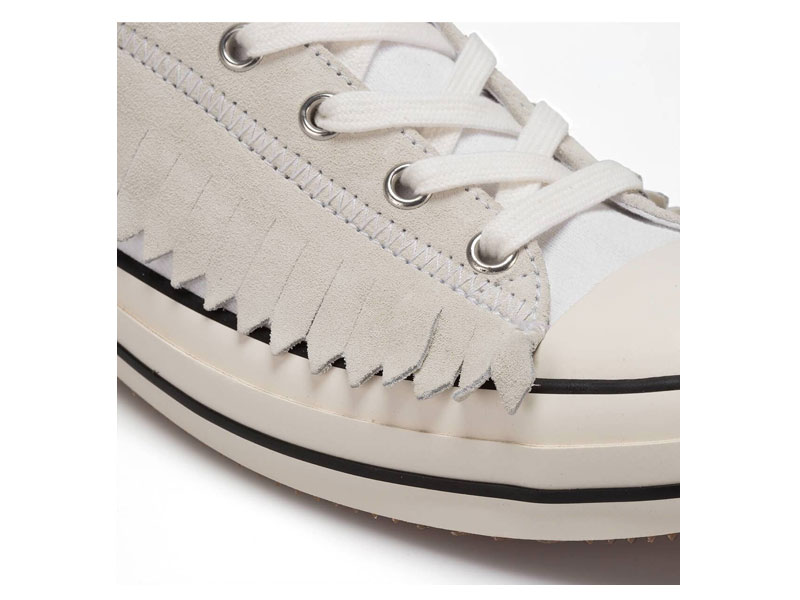 Palm Angels Fringe Basket Low Vulcanized Sneakers White For Women