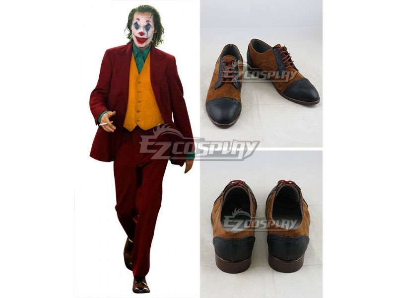 DC The Joker Teaser Trailer Joker Brown Black Cosplay Shoes