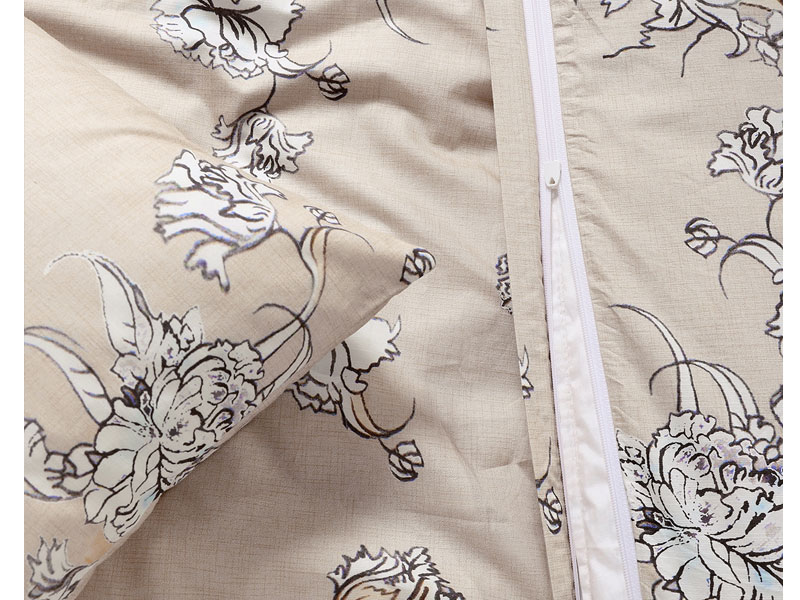 Bancroft Tan Cotton Percale Printed Duvet Cover Set
