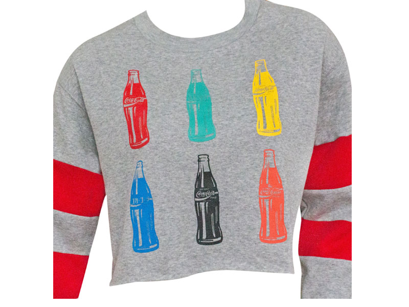 Coca Cola Bottles Women's Gray Cropped Sweatshirt For Women