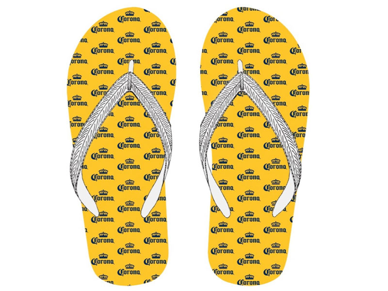 Corona Repeating Logos Yellow Men's Flip Flops