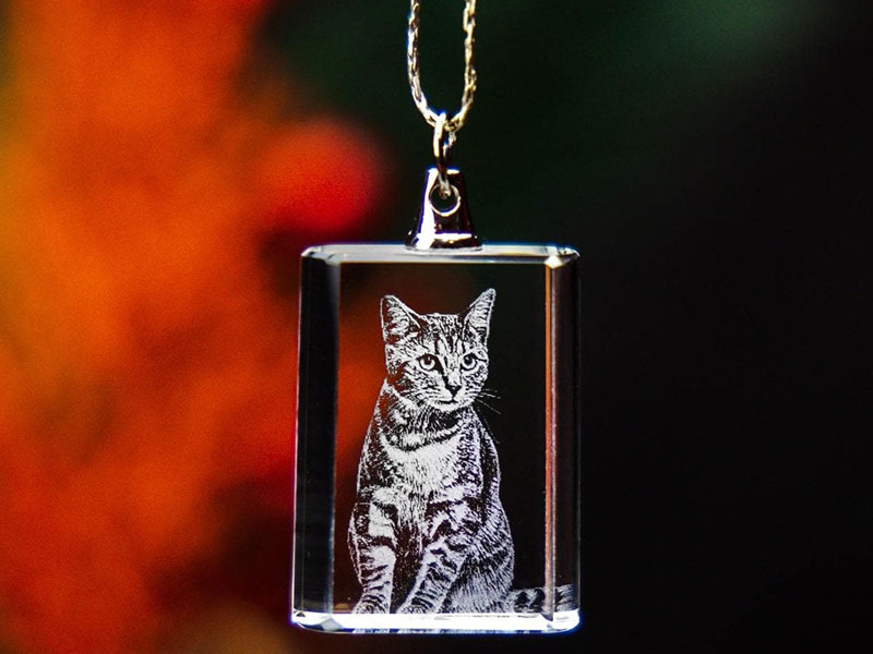 3D Laser Gifts Crystal Necklace Rectangle