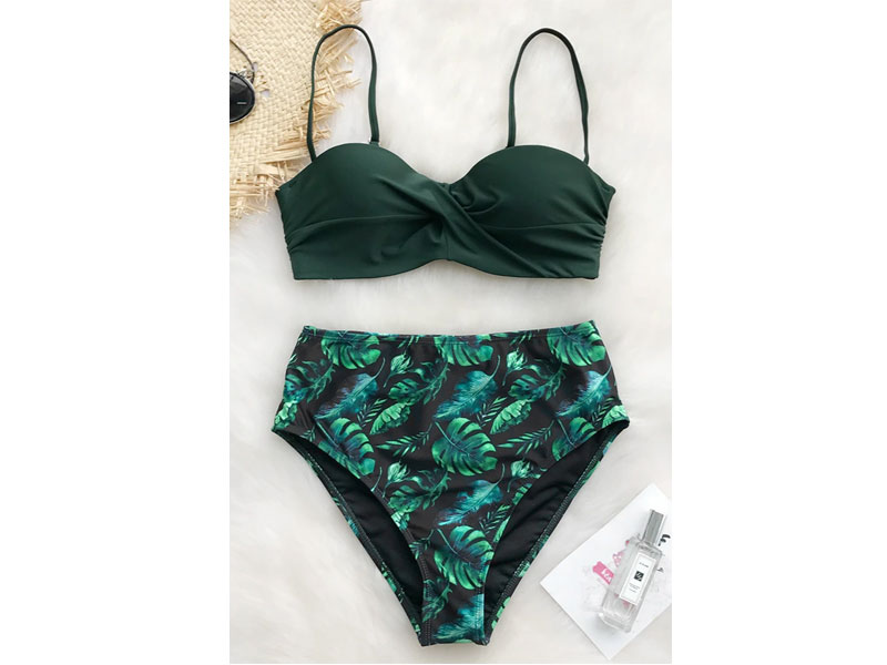 Women's Full Of Green Print Bikini Set