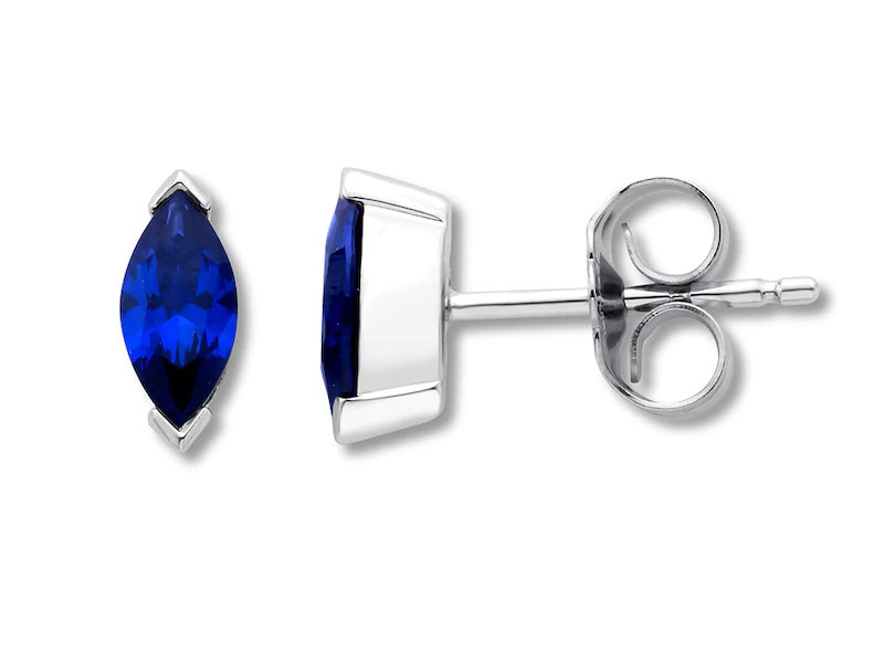 Women's Jared Lab-Created Sapphire Earrings Marquise 10K White Gold