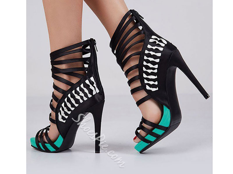 Women's Shoespie Trendy Zipper Stiletto Heel Sandals