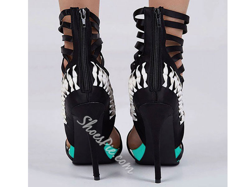 Women's Shoespie Trendy Zipper Stiletto Heel Sandals