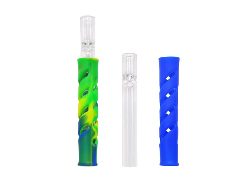 A1 Glass Pipe Chillum One-Hitter Tube Bowl for Smoking w/ Colorful