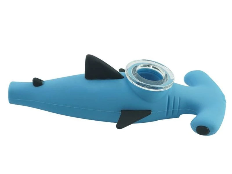 Silicone Shark Pipe with Removable Glass Bowl
