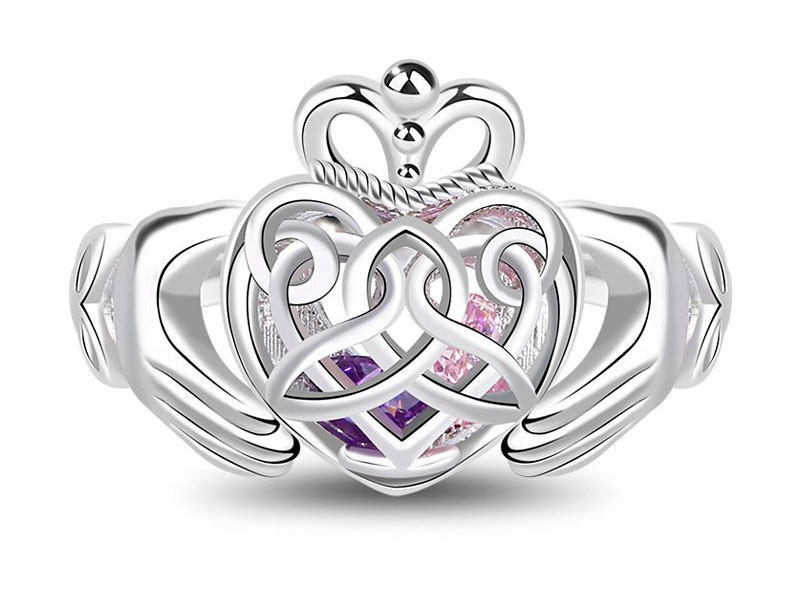 Women's Caged Hearts Celtic Claddagh Ring 925 Sterling Silver