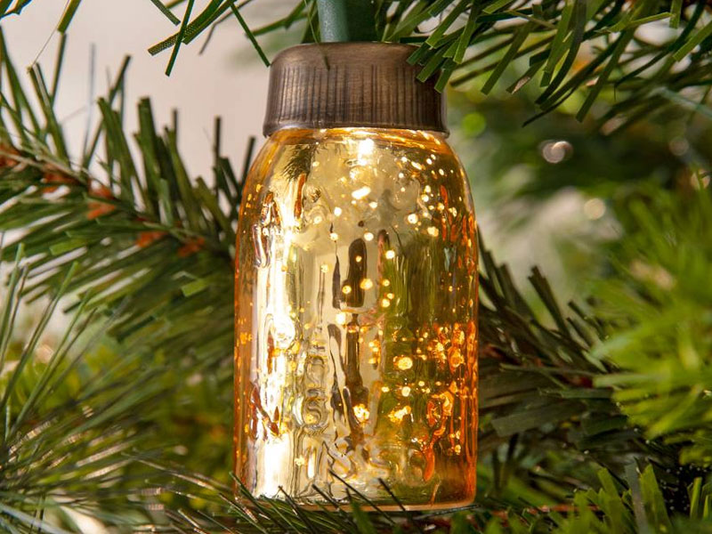 Glass Mini Mason Jar Ornament Mercury Gold Box of 6