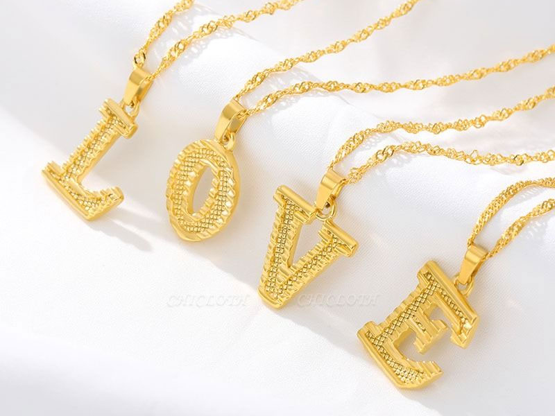 Capital Letter Necklace Gold A-Z Alphabet Necklace Christmas Giff