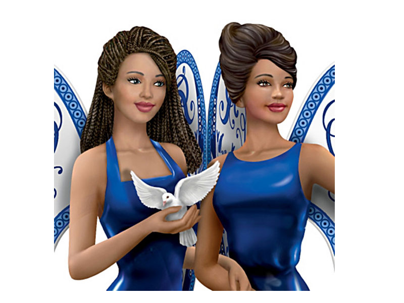Keith Mallett Blue Willow Angel Sister Figurine