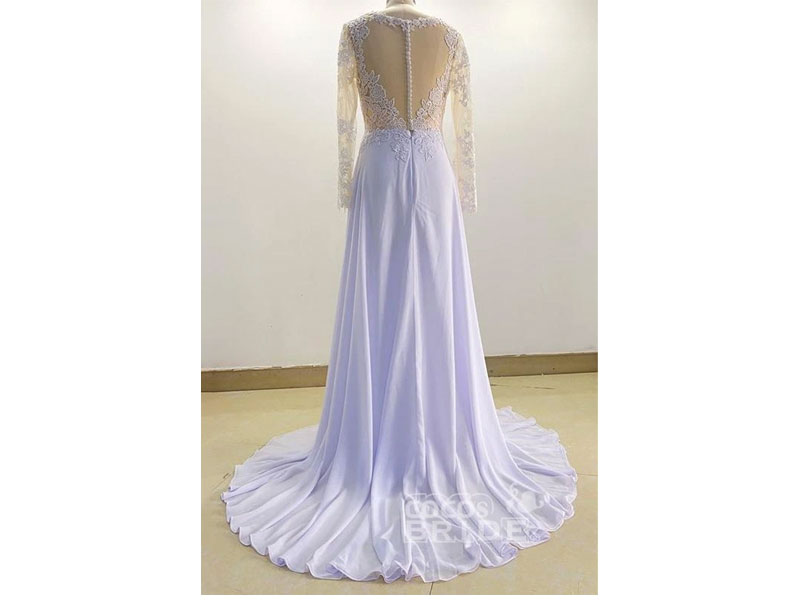 Women's Gorgeous V-Neck Long Sleeves Lace Ruffles Wedding Dresses