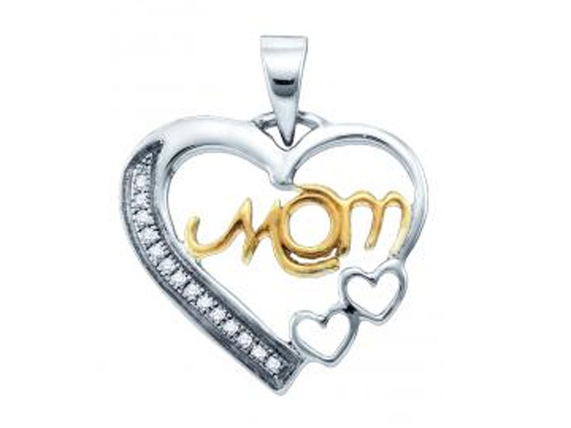 Women's Ctw Diamond And Silver MOM Pendant