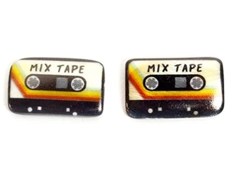 Retro Mixed Tape Bead Pair