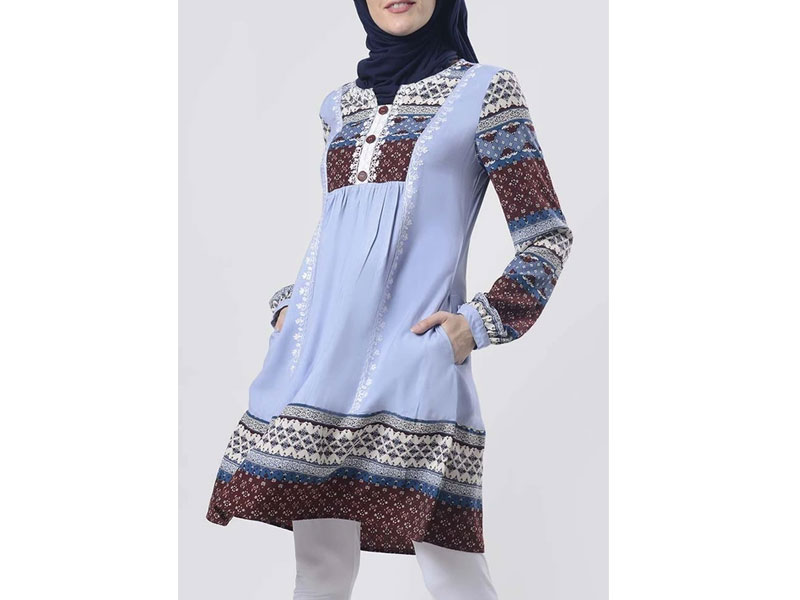Women's Alluring Abstract And Floral Printed Tunic With Pockets