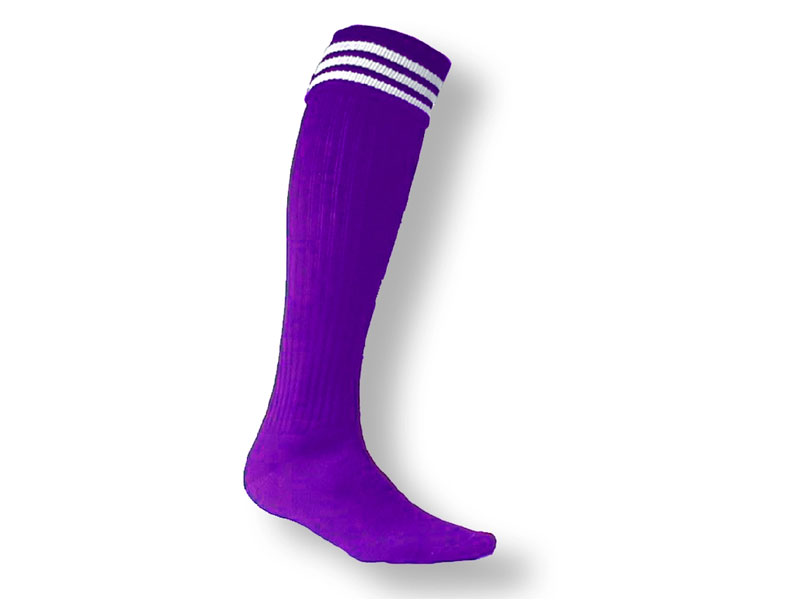 Euro 3-Stripe Soccer Socks in Purple White