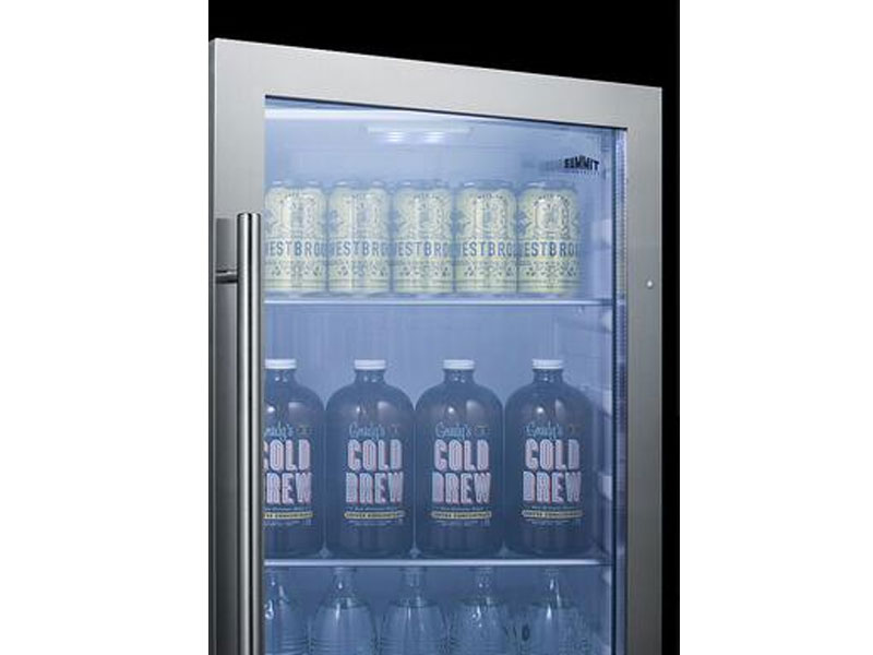 Summit 19 Inch Outdoor Capacity Freestanding Built-In Glass Door Beverage Center