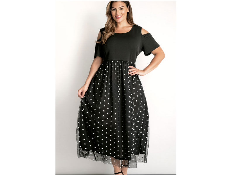 Women's Modlily Design Plus Size Mesh Stitching Sequin Dress
