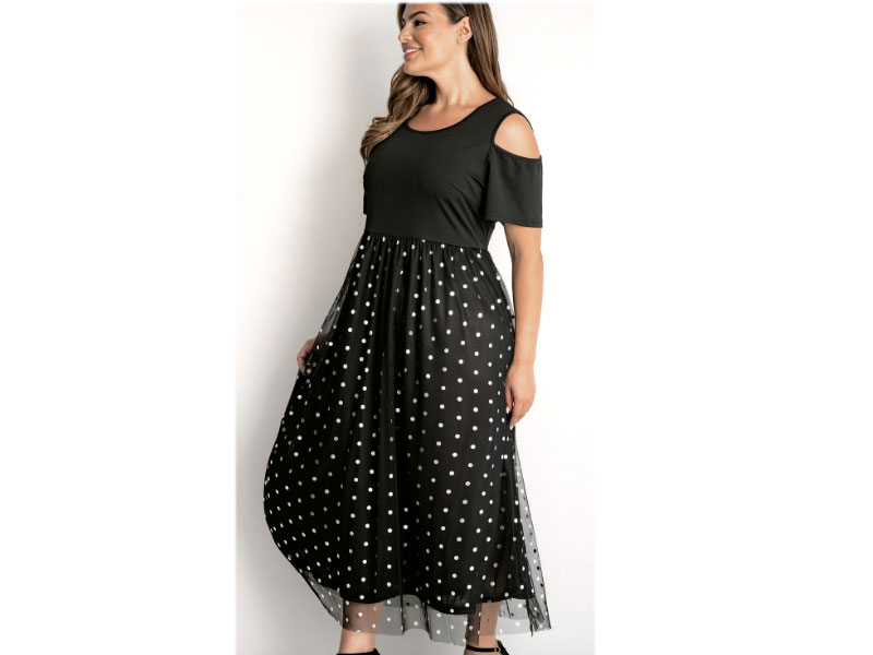 Women's Modlily Design Plus Size Mesh Stitching Sequin Dress