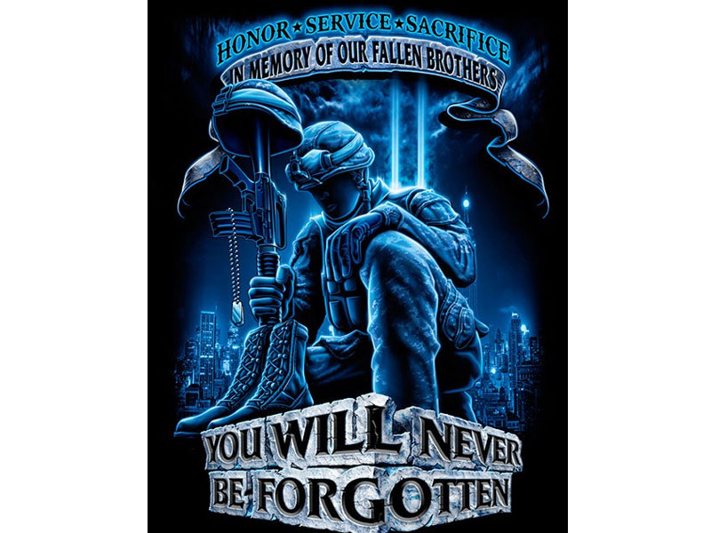 Never Be Forgotten Armed Forces USA Black Long Sleeve TShirt