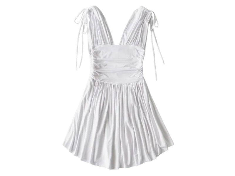 Goodnight Macaroon Women's Isla' V-Neck Drawstring Strap Mini Dress