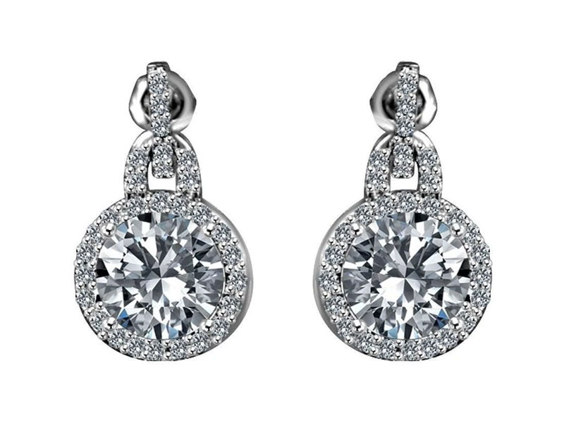 6 CTW Round Diamond Veneer Cubic Zirconia Sterling Silver Earrings 635E10732