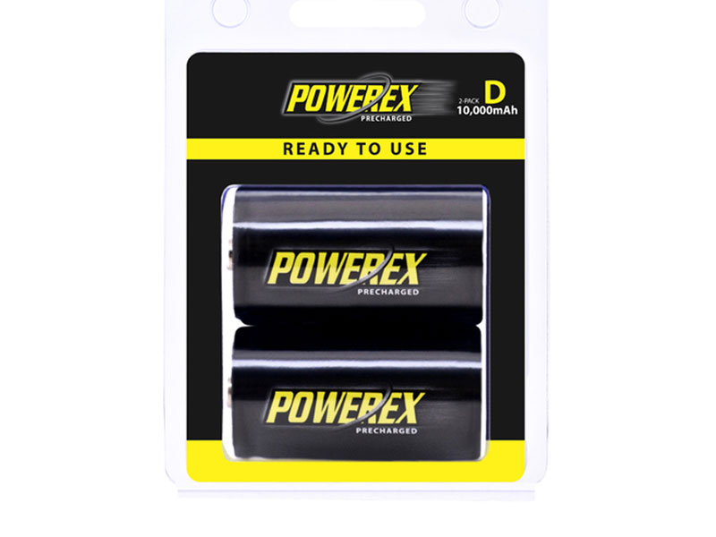 PowerEx PreCharged Rechargeable D Batteries (2-Pack) 10,000mAh Ultra Low Self