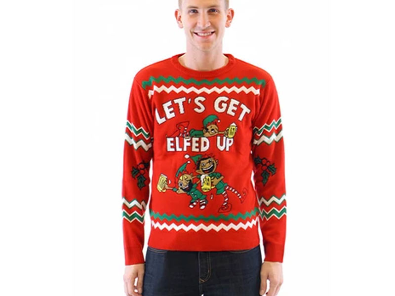 Let's Get Elfed Up Drunken Elves Ugly Christmas Sweater For Men And Women