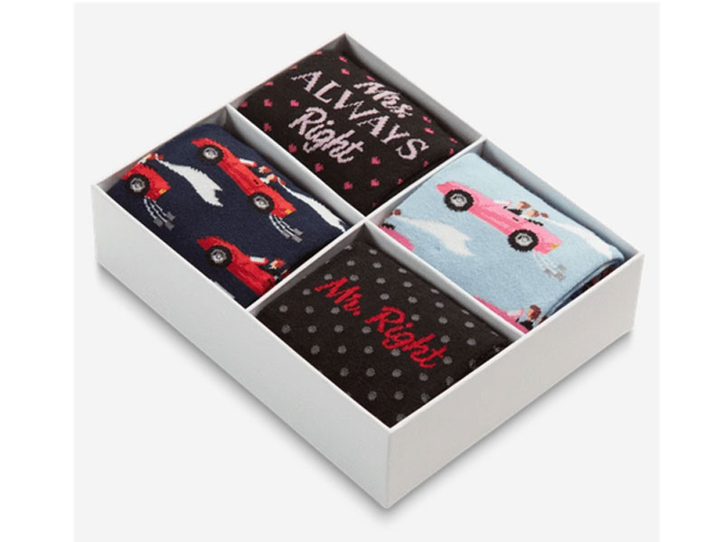 Hotsox Men's and Women's 4-Pack Wedding Socks Gift Box