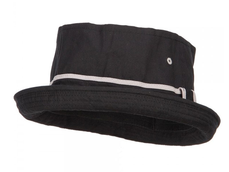 Big Size Striped Hat Band Fisherman Bucket Hat Black Grey