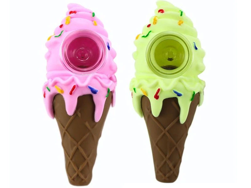 Ice Cream Cone Silicone Pipe with Glass Bowl Insert