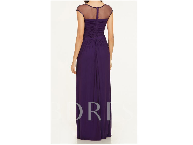 Women's Square Cap Sleeves A Line Evening Dress