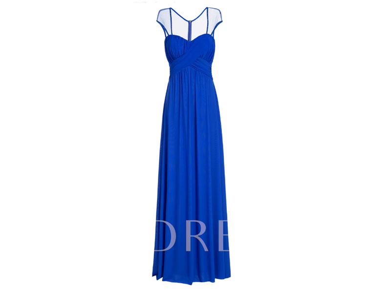 Women's Square Cap Sleeves A Line Evening Dress