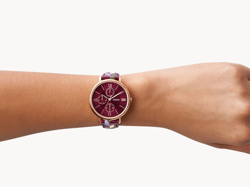 Fossil Women's Jacqueline Multifunction Burgundy Leather Watch