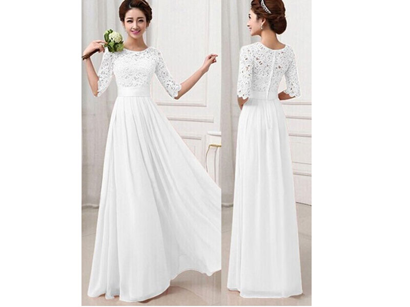 Women's White Long Prom Maxi Dress 2022